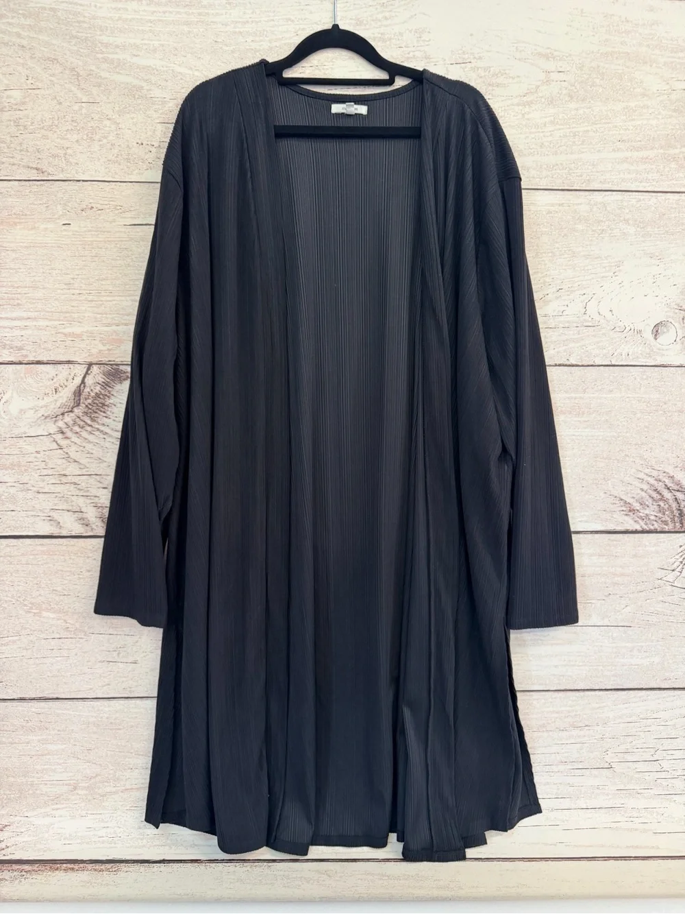 Maurices Black Ribbed Open-Front Cardigan
